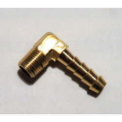 Brass hose elbow 1/8 BSPT to 1/4" fuel hose [104-402B]