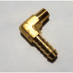 Brass hose elbow 1/4 BSPT to 5/16" fuel hose [104-504B]