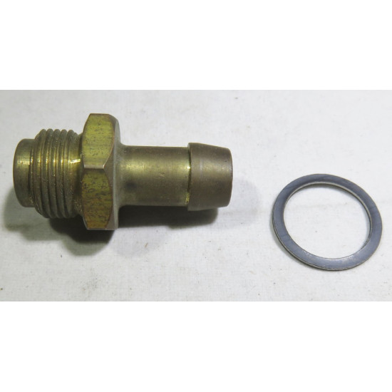 Brass hose barb 9/16" 24 tpi x 3/8" hose Holley fuel inlet (26-29)  