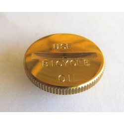 SU Damper Cap Polished Brass "Use Bicycle Oil" Knurled Edge Slot & Vent [AUC2144SBO]